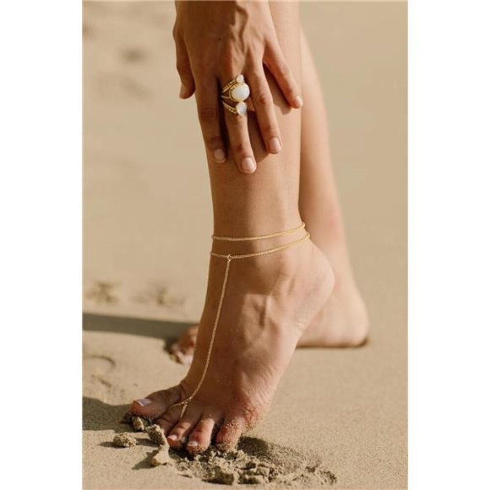 Sterling Silver Ankle Bracelets for Women: Dainty Layered Waterproof Anklet for - Picture 6 of 6